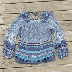 Knox Rose | Boho long Sleeve Tunic Top | L